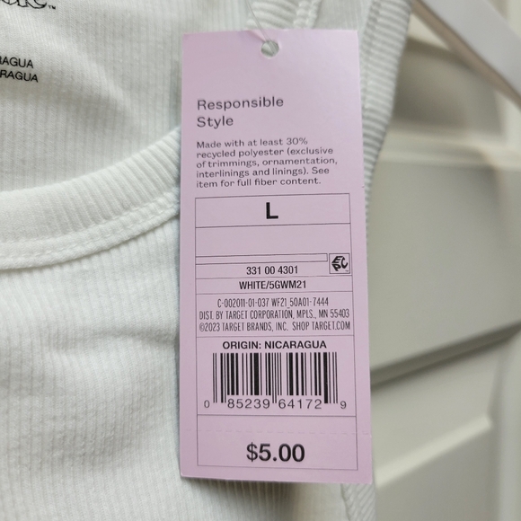 Set of 3 - Wild Fable White Cropped Tank Top Size Large NEW - Picture 5 of 5